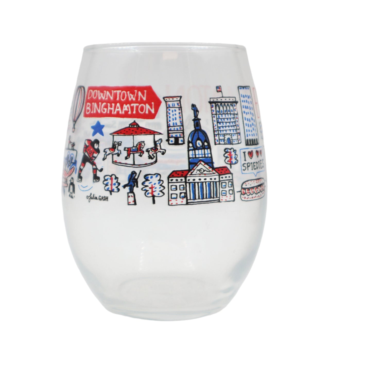 Binghamton Cityscape Stemless Wine Glass