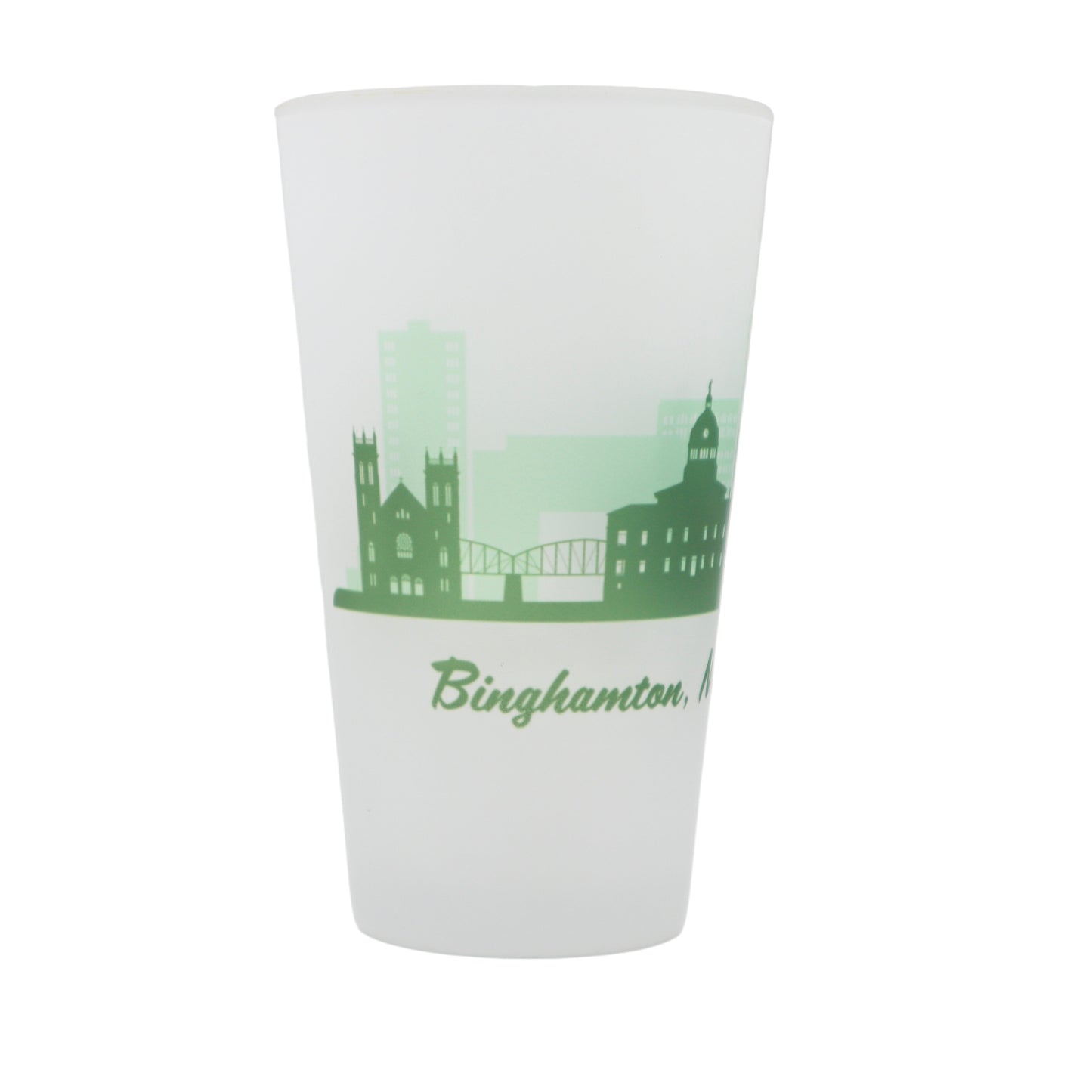 Binghamton City Skyline Frosted Pint Glass