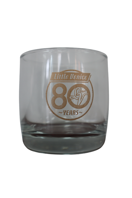80th Anniversary Rocks Glass