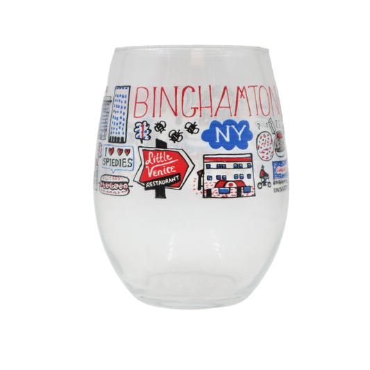 Binghamton Cityscape Stemless Wine Glass
