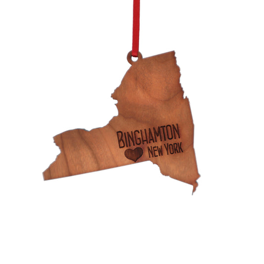 I Love Binghamton Wooden Ornament