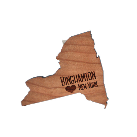 I Love Binghamton Wooden Magnet